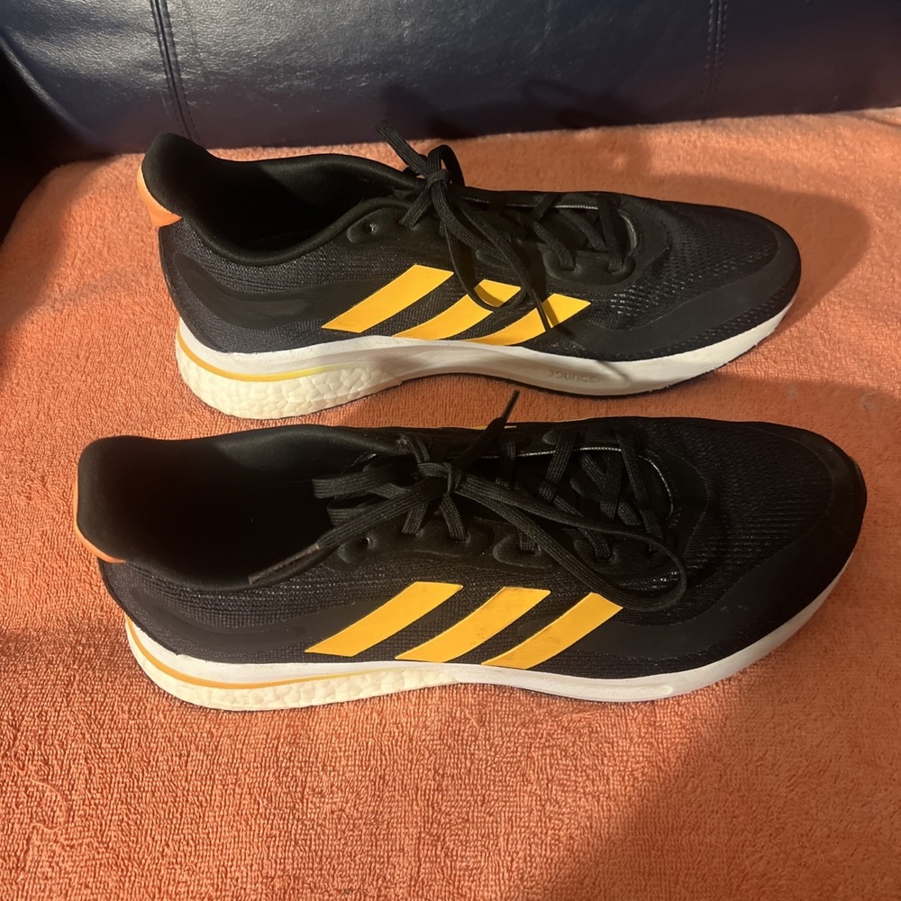 Adidas Supernova Men's Running Shoes Athletic Sneakers, Black/Orange, Size 9.5